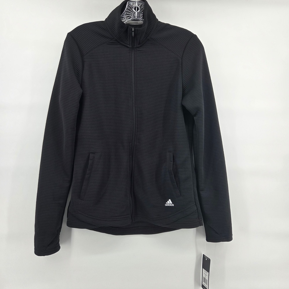 Adidas Womens Golf Ribbed Full Zip Jacket Black Size Small New NWT‎